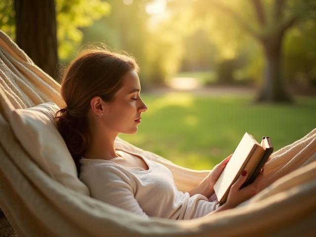 Persona relajada desconectada de un teléfono, en la naturaleza.
