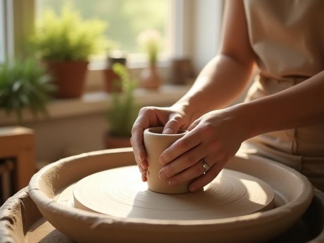 Persona pintando en un taller de arte