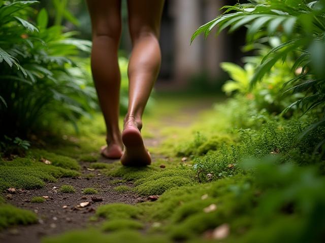Caminata meditativa en un jardín de Coyoacán